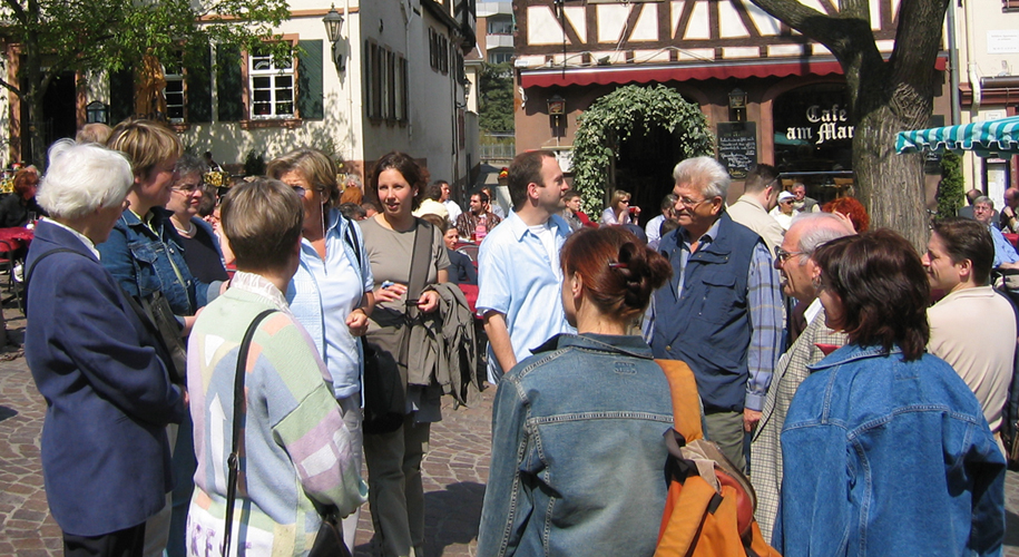 People on a guided tour of the old town