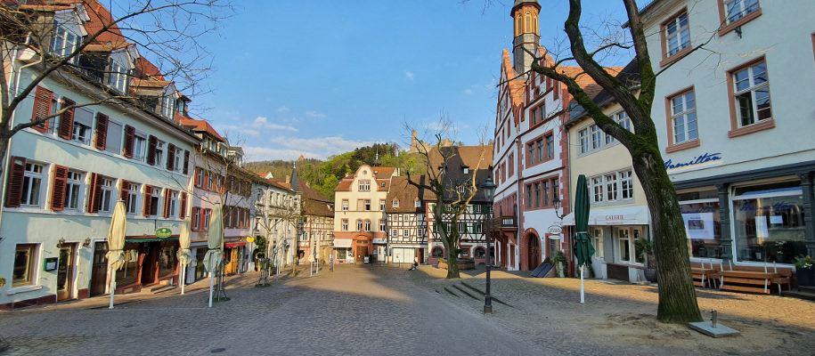 Beautiful houses line the Weinheim market place