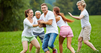 People playing on a meadow