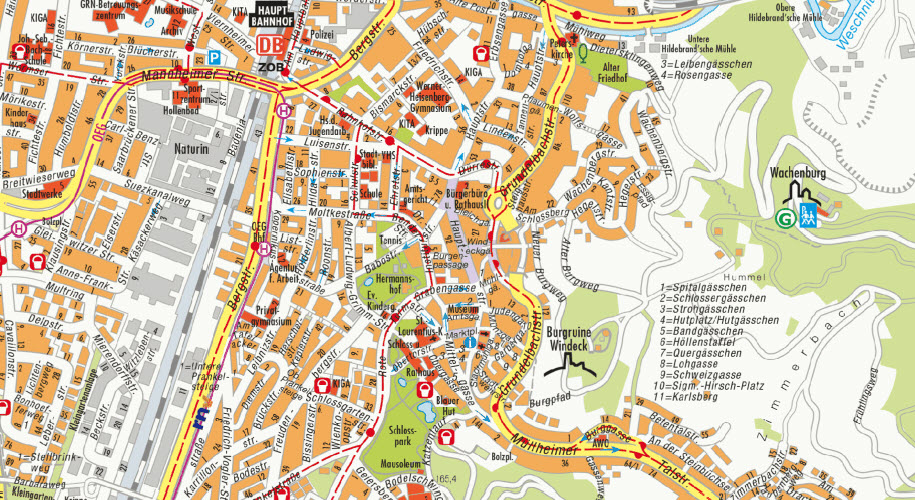 Stadtplan von Weinheim