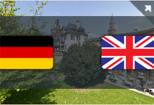 German and British Flags in front of the Weinheim Castle 